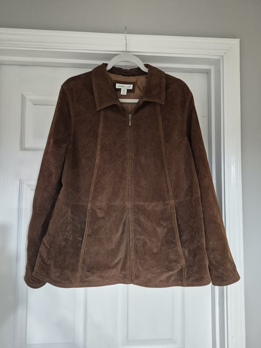 Coldwater Creek Brown Suede Zip-Front Jacket